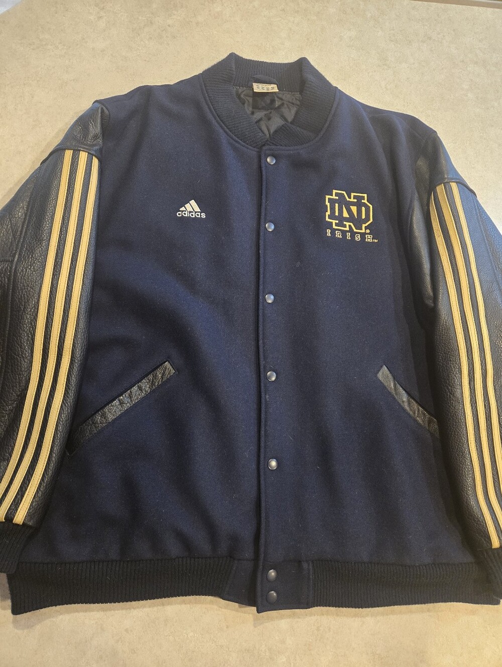 Notre Dame Fighting Irish Letterman's Style Jacket. Size Adult XL.